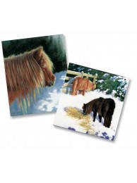 Christmas Card - Snow Ponies Pack 10 (5 Each 2 Designs) 15cm X 15cm