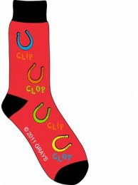 Adult Cotton Socks - Clip Clop-(red/black)