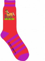 Adult Cotton Socks - Don't Fence Me In - (red/purple)