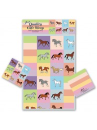 Pastel Horse Gift Wrap 2 Sheets & 2 Tags 70cm X 50cm