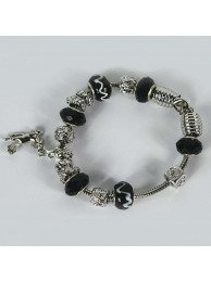 Black & Silver Bead Rope Bracelet With Horse Charm (see 18243 For Matching Necklace)