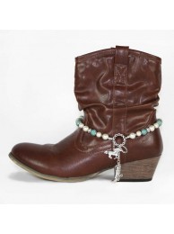 Boot Chain Pearl & Blue Beads With Horse - Boot & Horseshoe Charms Was £14.95