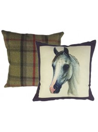 Portraits Aubergine Cushion With Tweed Reverse