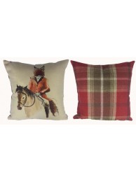 Mr Fox Cushion With Tweed Reverse