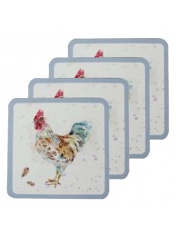 Country Cockerel Coasters (set Of 4)