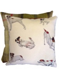 Jack Russells Cushion With Tweed Reverse