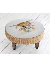Highland Coo Round Footstool
