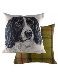 Waggydogz Black Springer Spaniel Cushion With Tweed Reverse