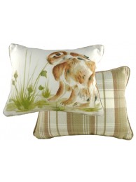 Country Hare Piped Rectangle Cushion