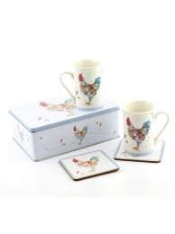 Country Cockerel Mugs In Tin