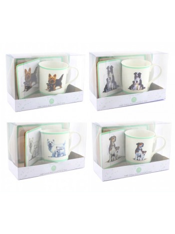 Dogs Mug| Coaster And Tray Set