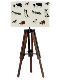 Tripod Table Lamp & Shade Border Collies
