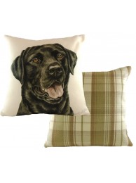 Cushion Waggydogz Black Labrador Boston Check