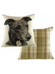 Cushion Waggydogz Grey Greyhound Boston Check
