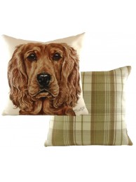 Cushion Waggydogz Golden Cocker Boston Check