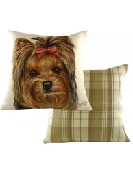 Cushion Waggydogz Yorkie Boston Check