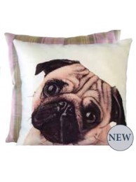 Cushion Pugsley Pug Tweed Backed Cushion