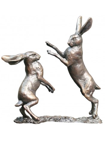 Bronze Small Hares Boxing