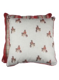 Large Mister And Lady Fox Print Piped Cushion