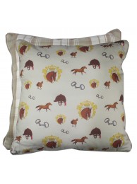 Large Royal Equestrian Print Piped Cushion