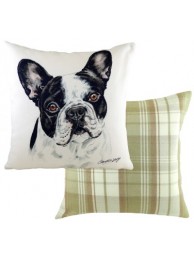 Wd Boston French Bulldog B/w Cushion