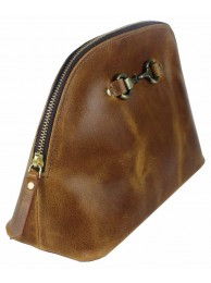 Emma Make Up Bag In Natural Leather Tan