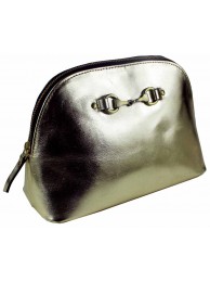 Emma Make Up Bag In Foiled Leather Gold Was £65