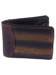 Angus Wallet In Natural Leather & Suede Brown