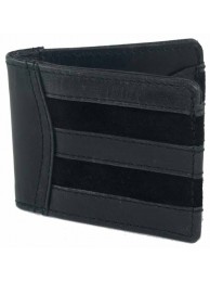 Angus Wallet In Natural Leather & Suede Black