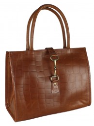 Alice Bag In Dark Tan Crocodile Leather