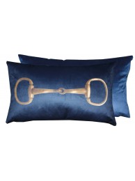 Snaffle Gold Royal Blue Cushion